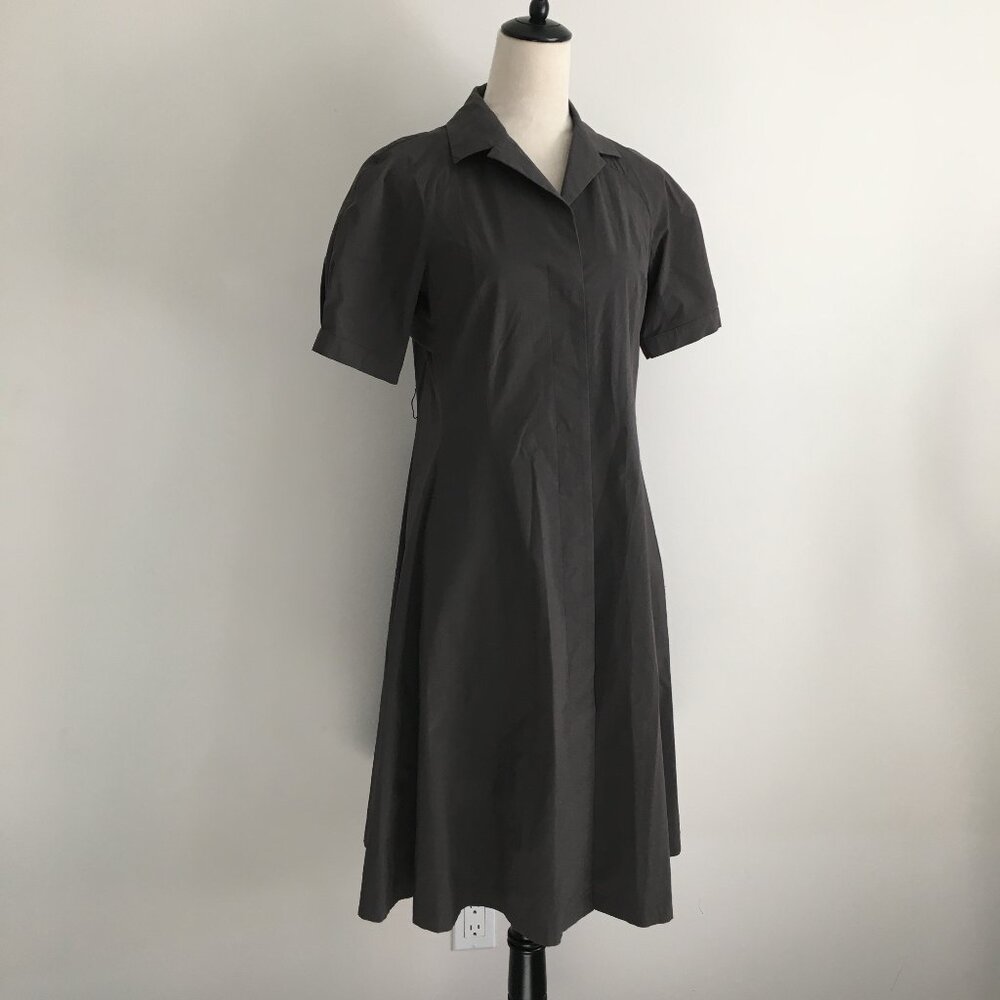 NARCISO RODRIGUEZ Italy Relaxed Fit Dark Gray Hidden Button Short Sleeve Dress